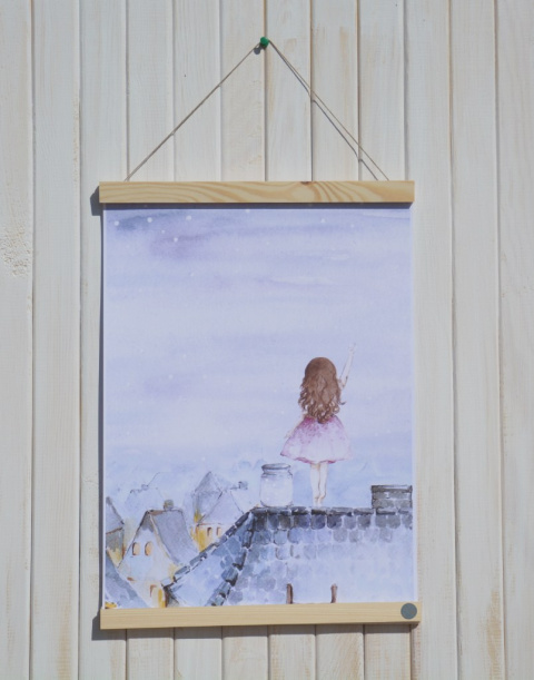 Drewniany wieszak na plakat A3 Drewniany wieszak na plakat A3