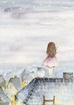 Plakat Dziewczynka na Dachu II